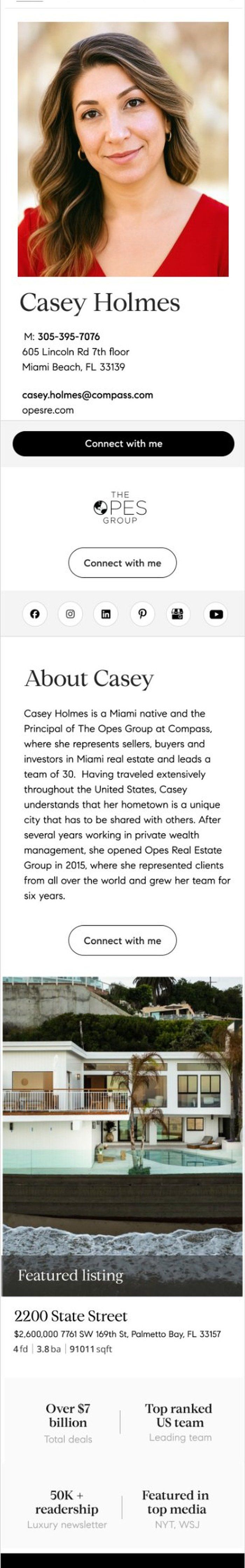 Compass agent profile page on mobile