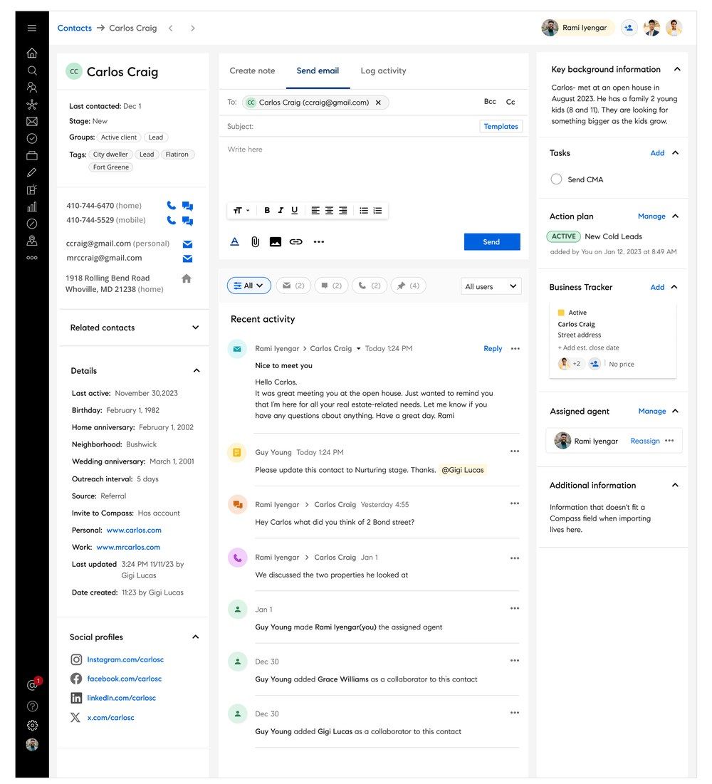 After: unified Compass contact detail page
