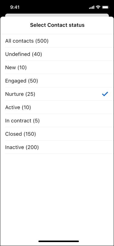 Select Contact status list with Nurture chosen