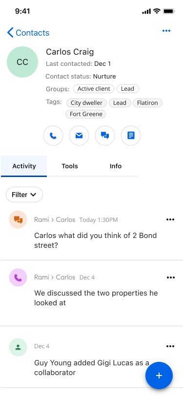 Contact page showing the updated Nurture status
