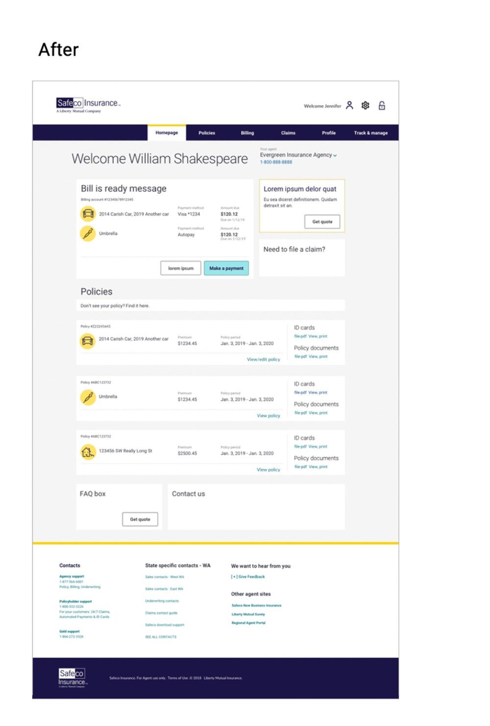 After: Manage My Account page rebuilt on the design system